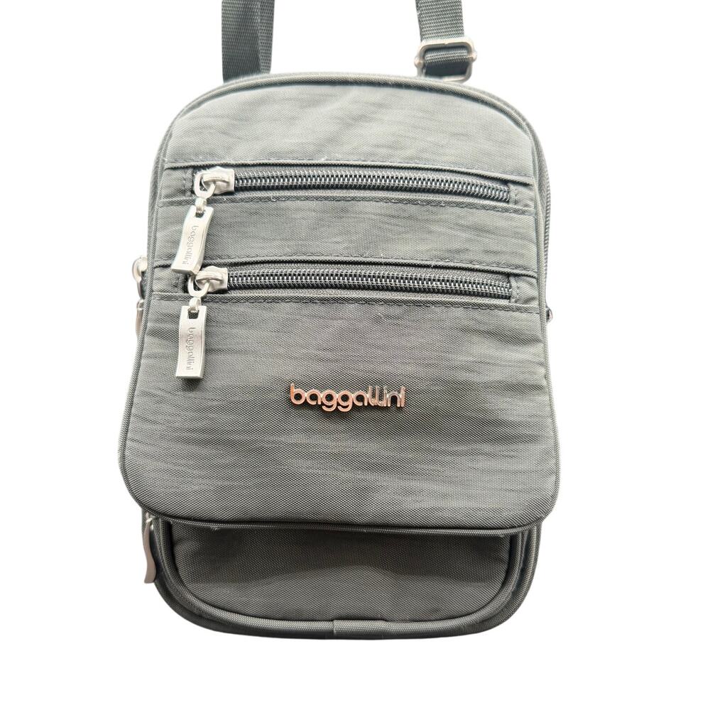 Baggallini Gray RFID Crossbody Travel Bag Nylon Organizer Purse